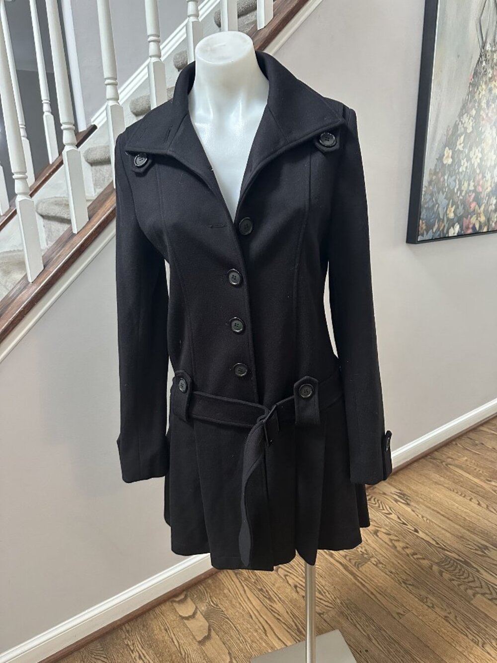 Bailey 44 Black Front Belt Trench Size M